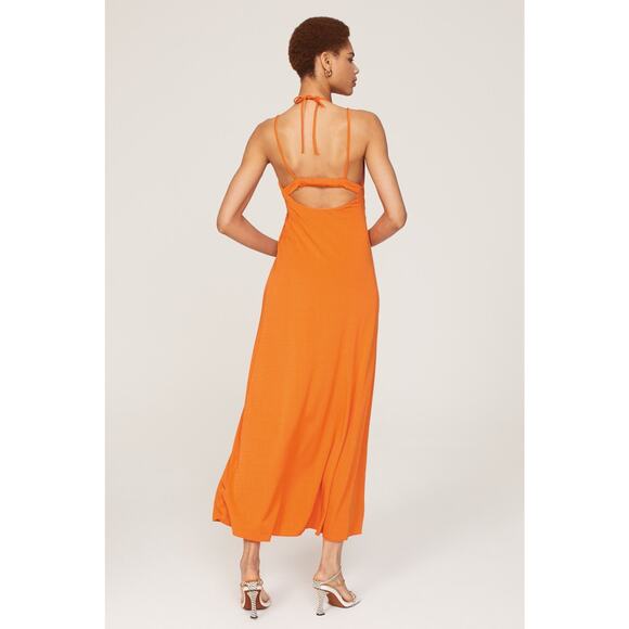 JONATHAN SIMKHAI Orange Jersey A-Line Open Tie Back V-Neck Hayes Dress sz Small - Picture 5 of 16